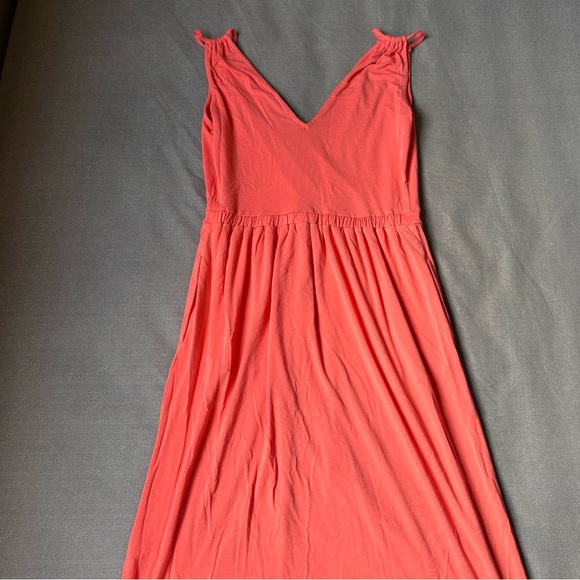 Banana Republic Goddess Dress Light Coral Cross Front Sleeveless Faux Wrap Sz‎ S - Picture 3 of 10